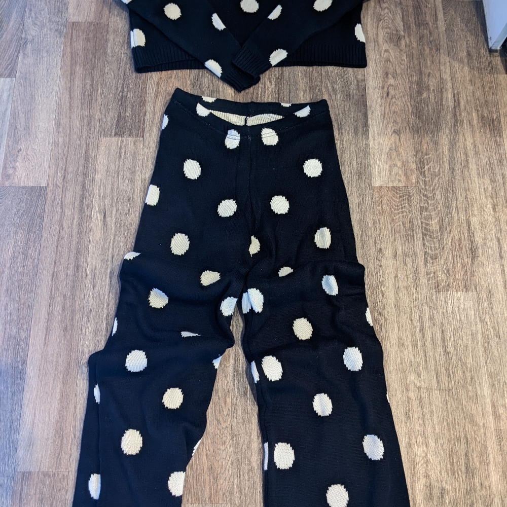 Polka Dot Wide Leg Loungewear Set